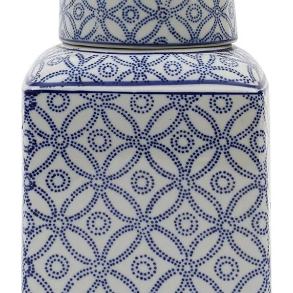 Medium Square Decorative Ceramic Ginger Jar with Lid