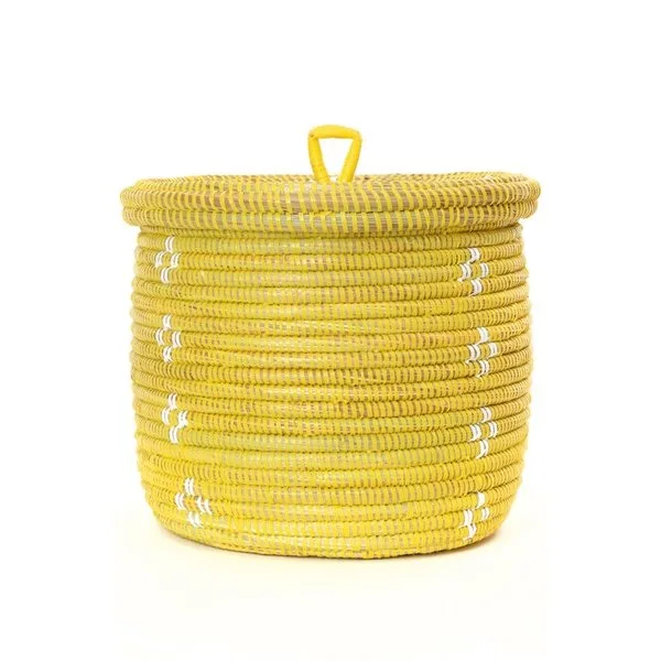 Yellow Lidded Storage Basket