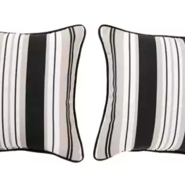 Sunjoy Lancaster Stripe Black/ Beige 2 Piece Outdoor Pillow Set