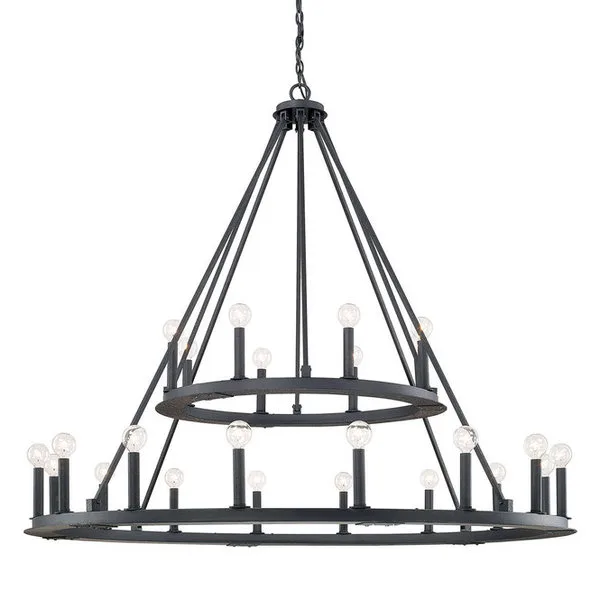MINIMALIST IRON RING TWO TIER CHANDELIER - 24 LIGHT