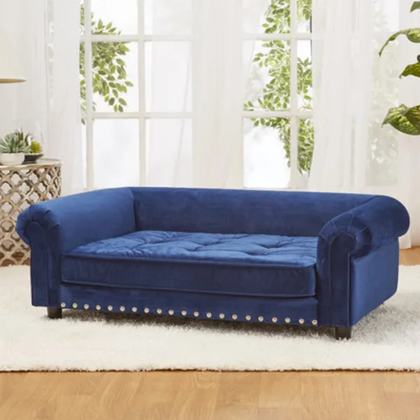 Manchester Velvet Tufted Dog Sofa with Cushion