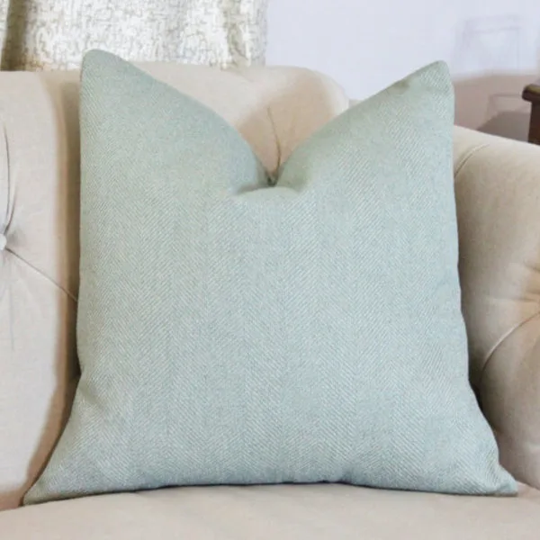 Mineral Green Pillow - Herringbone - Green Pillow Cover- 24"