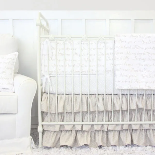 Vintage Lace Ruffle Designer Baby Bedding | Gender Neutral Crib Set