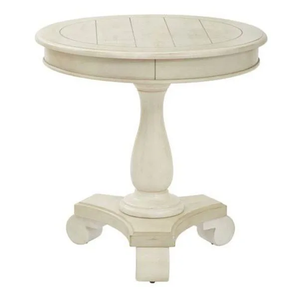 Office Star Products Avalon Antique Beige Round Accent Table