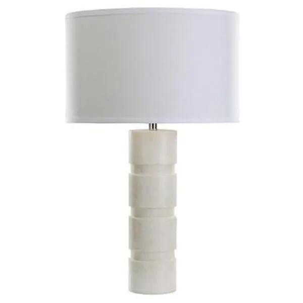 Marble Stacked Table Lamp, White