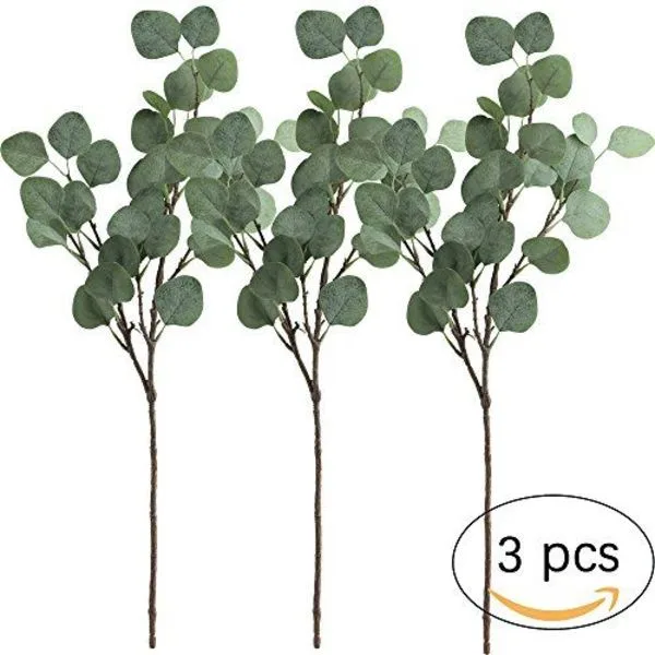 Supla 3 Pcs Artificial Silver Dollar Eucalyptus Leaf