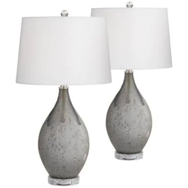 Volcanic Shimmer Smoke Gray Table Lamp Set of 2