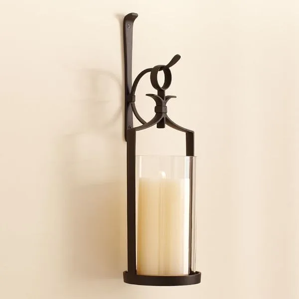 ARTISANAL WALL-MOUNT CANDLEHOLDER-PILLAR LANTERN , SET OF 2
