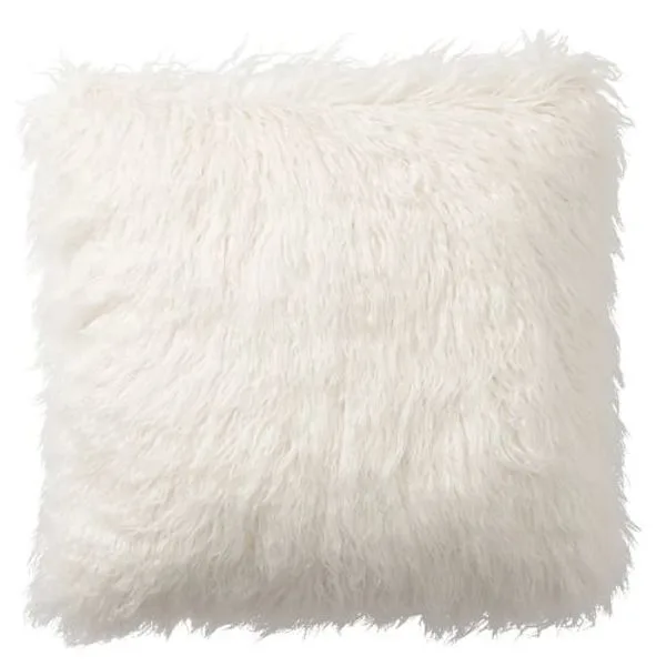 MONGOLIAN FAUX FUR PILLOW COVER - IVORY