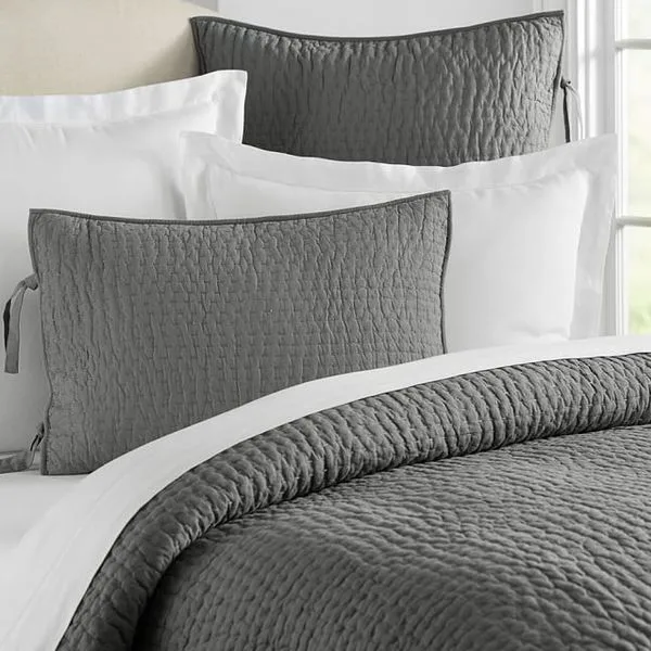 Pick-Stitch Handcrafted Quilt, KING Flagstone Gray