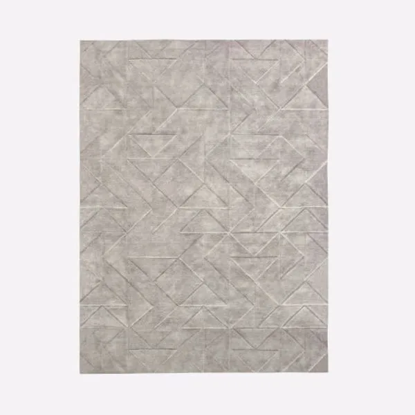 Carved Triangles Wool Rug - Platinum