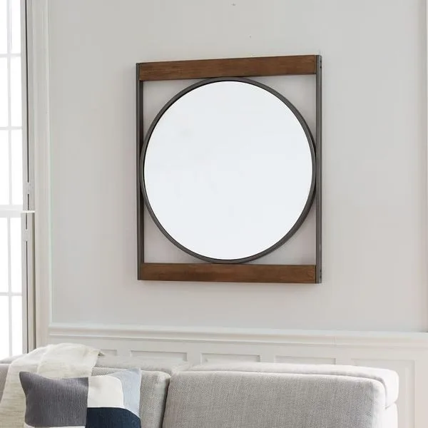 Industrial Round Wall Mirror