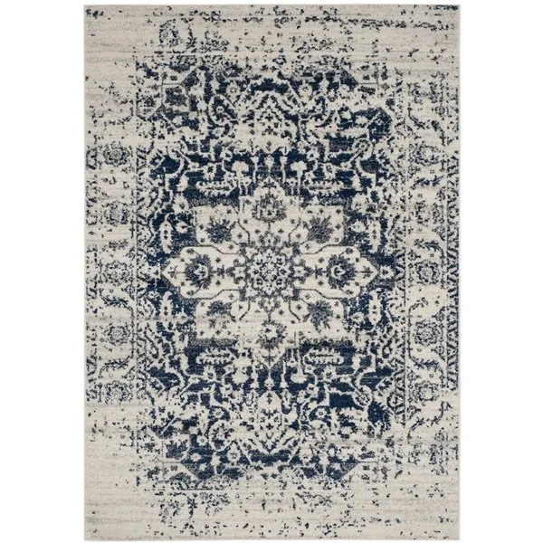 Loretta Beige/Navy Blue Area Rug