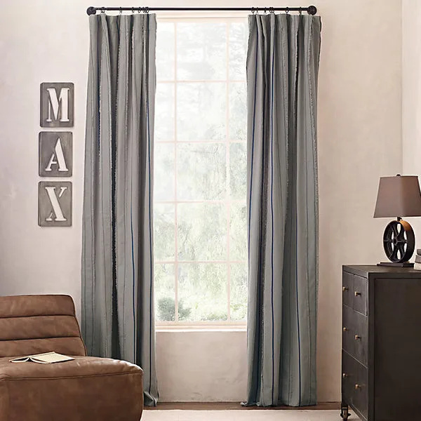VINTAGE BASEBALL STRIPE DRAPERY PANEL