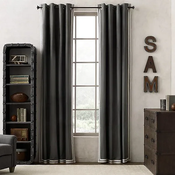 TICKING STRIPE BORDER DRAPERY PANEL