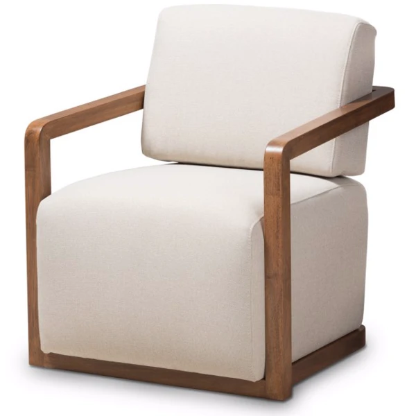 Baxton Studio Sawyer Upholstered Armchair-Light Gray