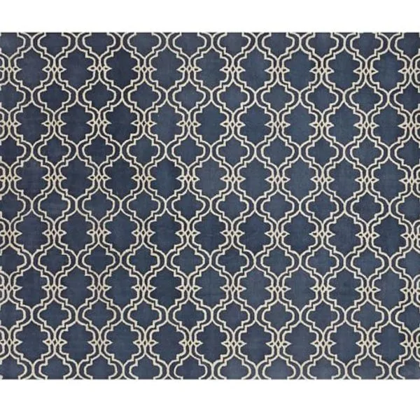 SCROLL TILE RUG - INDIGO BLUE