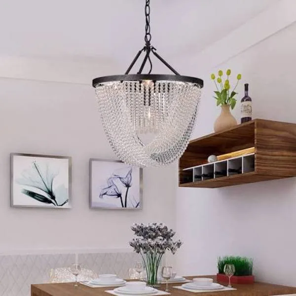 Black Iron Bead Chandelier