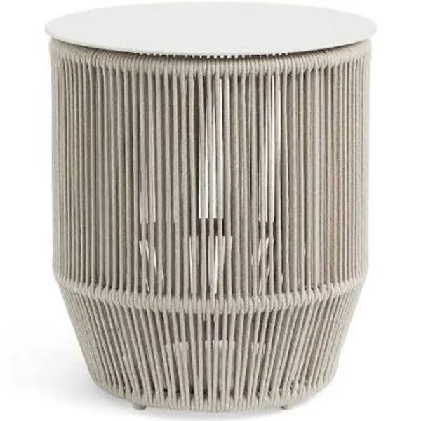 Catalina Woven Side Table, Tan/Ivory
