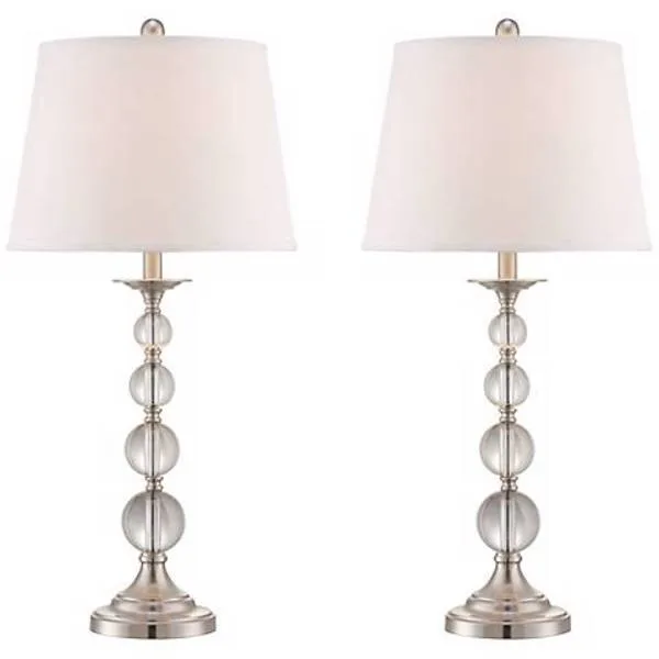 Set of 2 Quad Stacked Crystal Table Lamps