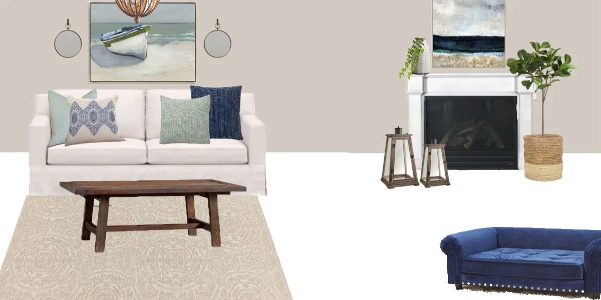 Relaxed, Coastal, & Cozy: Living Room design solution