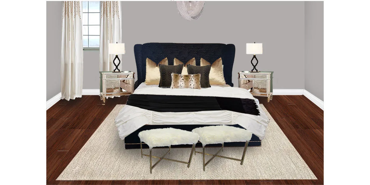 Glam Master Retreat: Bedroom design solution
